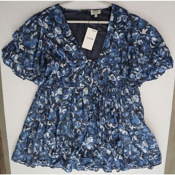 Joie D0066XA9370 Women's Sz 3X Blue Floral Lucia Mini Cotton Dress - Picture 1 of 13